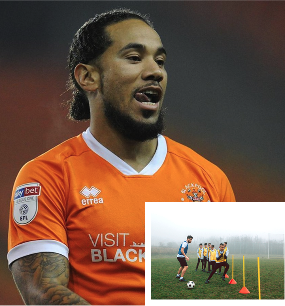 Sean Scannell at Blackpool, training session inset