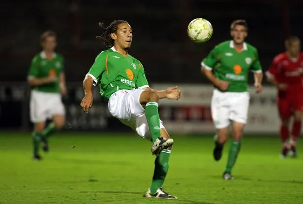 Sean Scannell in Republic of Ireland youth green kit